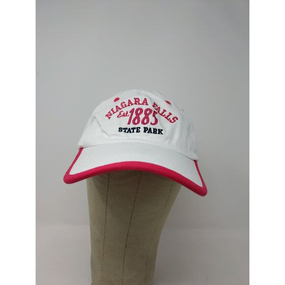 Niagra Falls State Park Slideback Hat White & Pink Embroidered Spell Out - Picture 2 of 10